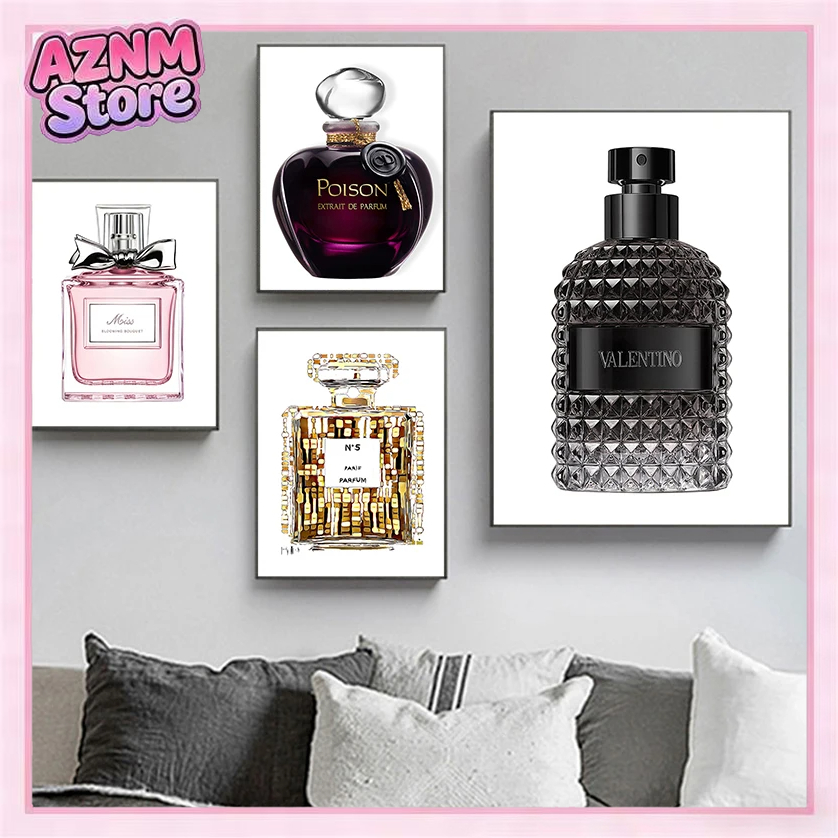 Home Fragrance Bottle - 1pc フレームレスミニマリストウォールアート女性ファッション香水瓶北欧プリントキャンバスポスターリビングルームモダンホーム