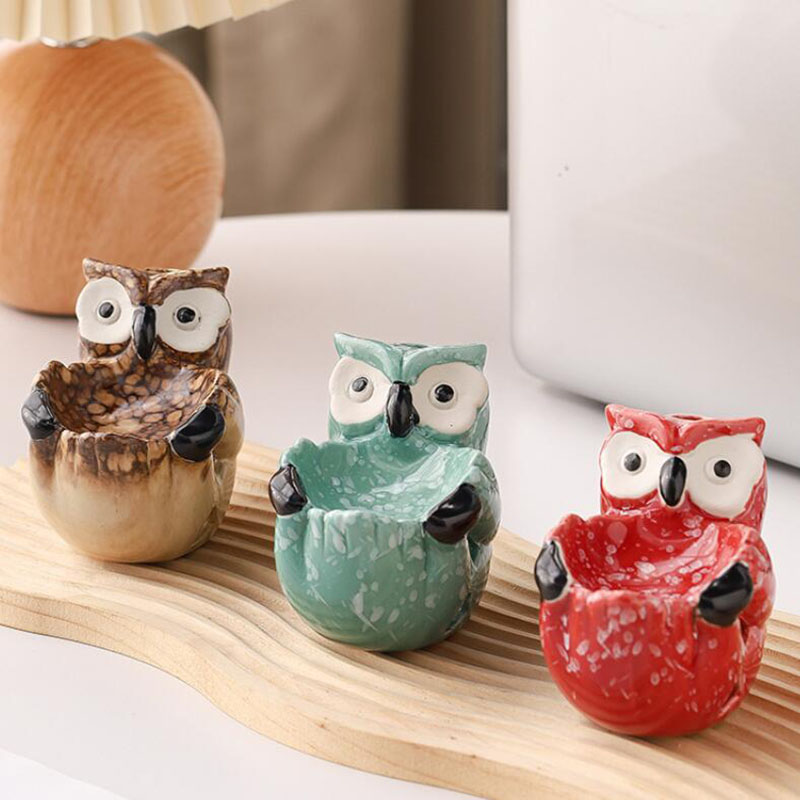 Home Fragrance Oil Burner - セラミック製中空フクロウ型アロマバーナー、エッセンシャルオイル炉、室内用フレグランス香炉、キャンドルホルダー、ホームデコレーション