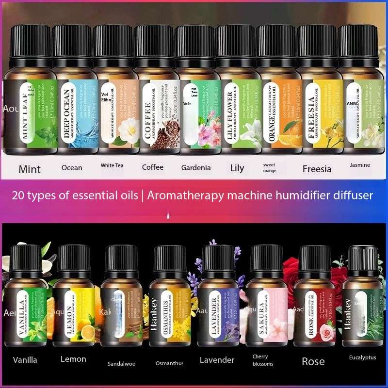 Home Fragrance Eucalyptus - ハンキーオイル（多目的用）加湿器用 ラベンダー、ローズ、ユーカリの葉、コーヒーミント、レモンの香り エッセンシャルオイル 10ml