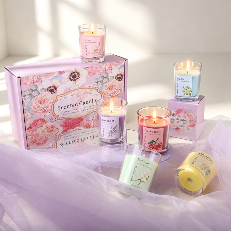 Home Fragrance Us - アロマセラピーアロマキャンドルギフトセット 6種類の香りのガラス瓶キャンドル 寝室や結婚式のパーティーの贈り物に
