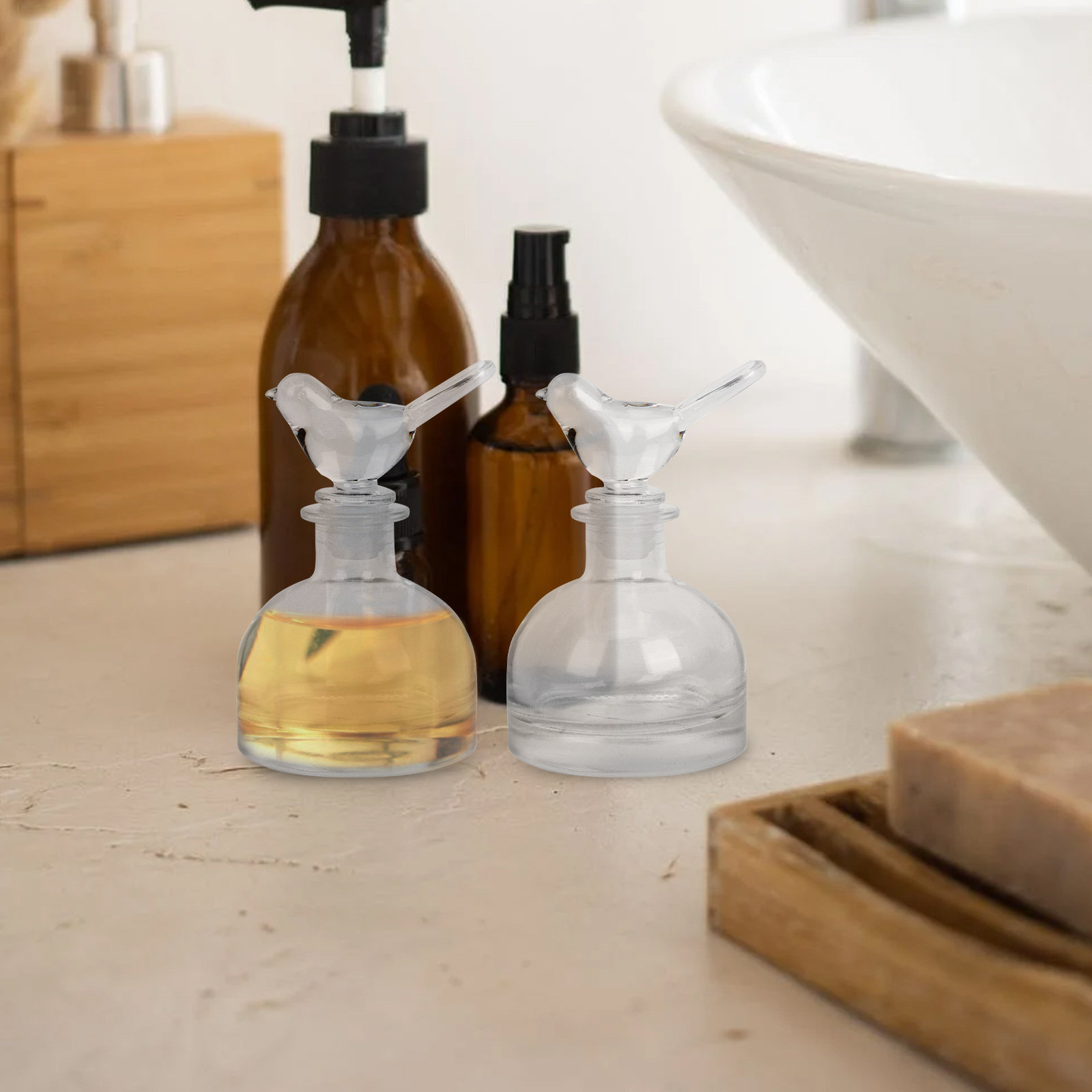 2 個のガラス香水瓶プレミアムクリア頑丈な家庭用車装飾フレグ - Home Fragrance Bottle のレビューと価格