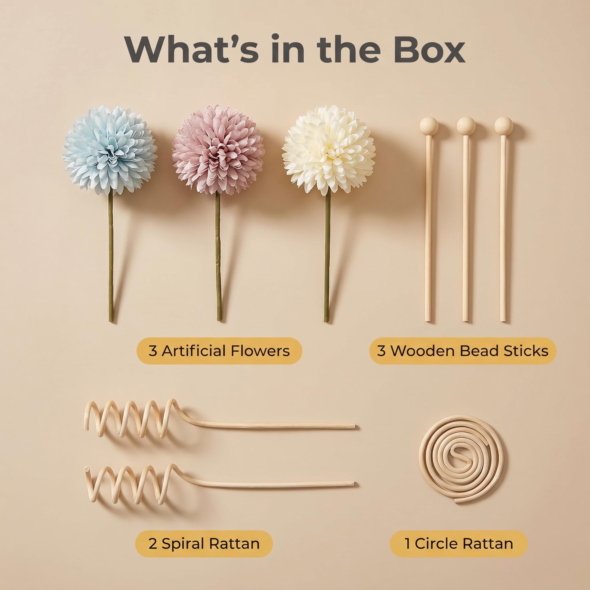 DIYディフューザースティックセット、造花リードディフューザ - Home Fragrance Stick のレビューと価格