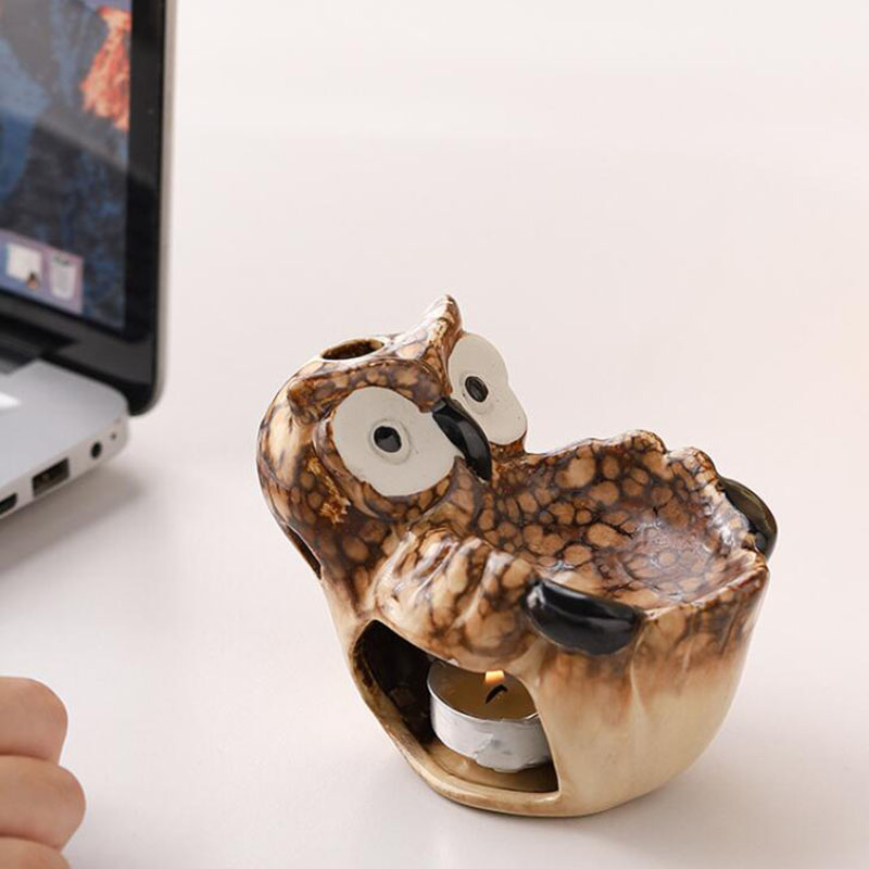 セラミック製中空フクロウ型アロマバーナー、エッセンシャルオイ - Home Fragrance Oil Burner のレビューと価格