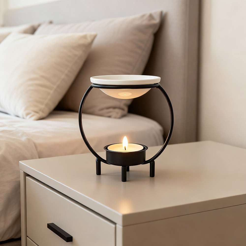 クリエイティブな鉄製アロマキャンドルホルダー、ミニマルな家庭 - Home Fragrance Oil Burner のレビューと価格