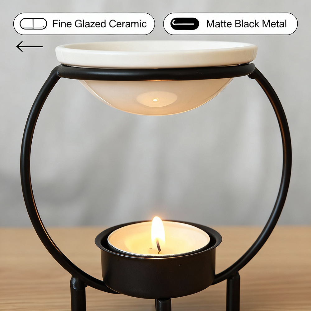 クリエイティブな鉄製アロマキャンドルホルダー、ミニマルな家庭 - Home Fragrance Oil Burner のレビューと価格
