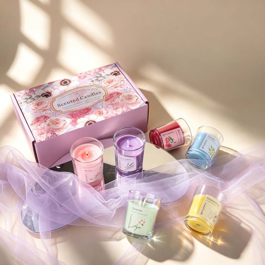 アロマセラピーアロマキャンドルギフトセット 6種類の香りのガ - Home Fragrance Us のレビューと価格